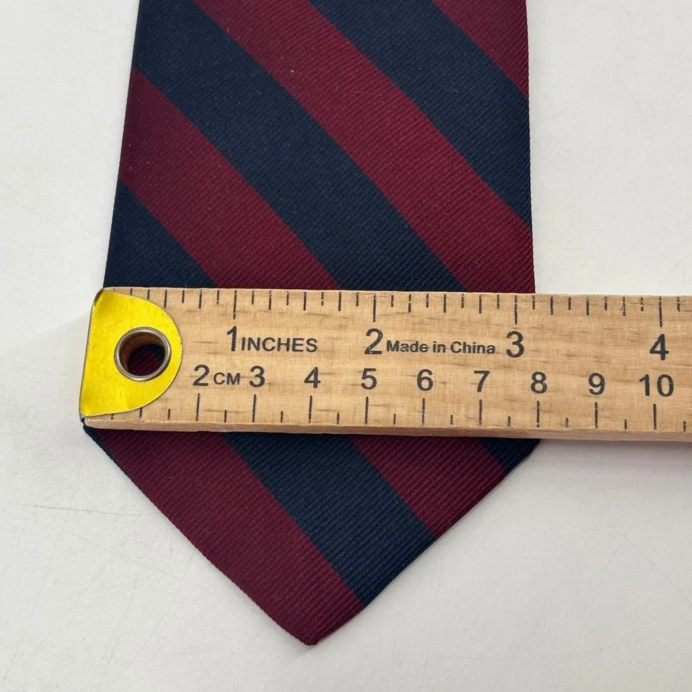 Ferrell Reed Silk Tie Mens OS Navy Burgundy Rep Stripe Handmade Business Preppy